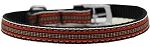 Preppy Stripes Nylon Dog Collar with classic buckles 3/8" (Color/Size: Orange/Khaki Size 12)