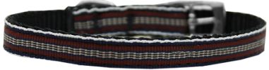 Preppy Stripes Nylon Dog Collar with classic buckles 3/8"