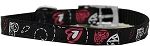 Crazy Hearts Nylon Dog Collar with classic buckles 3/8" (Color/Size: Black Size 12)