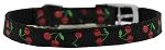 Cherries Nylon Dog Collar with classic buckle 3/8" (Color/Size: Black Size 12)