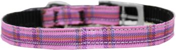 Plaid Nylon Dog Collar with classic buckle 3/8"