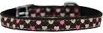 Argyle Hearts Nylon Dog Collar with classic buckle 3/8" (Color/Size: Brown Size 10)