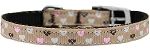 Argyle Hearts Nylon Dog Collar with classic buckle 3/8" (Color/Size: Tan Size 10)