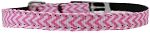 Chevrons Nylon Dog Collar with classic buckle 3/8" (Color/Size: Pink Size 12)