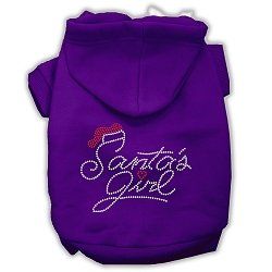 Santa's Girl Rhinestone Dog Hoodie (Color/Size: Purple M)