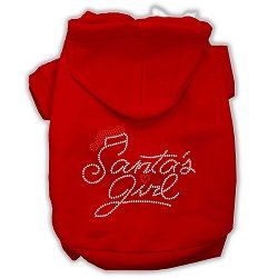 Santa's Girl Rhinestone Dog Hoodie (Color/Size: Red S)