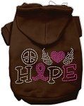 Peace Love Hope Breast Cancer Rhinestone Pet Hoodie (Color/Size: Brown Med)