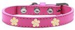 Gold Flower Widget Dog Collar (Color/Size: Bright Pink Size 12)