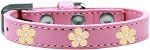 Gold Flower Widget Dog Collar (Color/Size: Light Pink Size 12)