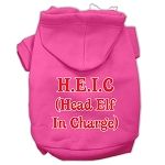 Head Elf In Charge Screen Print Pet Hoodies (Color/Size: Bright Pink Size XS)