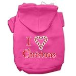 I Heart Christmas Screen Print Pet Hoodies (Color/Size: Bright Pink Size XXXL)