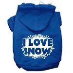 I Love Snow Screenprint Pet Hoodies (Color/Size: Blue Size XS)