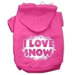 I Love Snow Screenprint Pet Hoodies (Color/Size: Bright Pink Size XS)