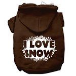 I Love Snow Screenprint Pet Hoodies (Color/Size: Brown Size XS)