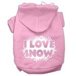 I Love Snow Screenprint Pet Hoodies (Color/Size: Light Pink Size XS)