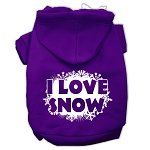 I Love Snow Screenprint Pet Hoodies (Color/Size: Purple Size XS)