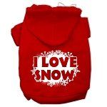 I Love Snow Screenprint Pet Hoodies (Color/Size: Red Size XS)