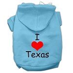 I Love Texas Screen Print Pet Hoodies (Color/Size: Baby Blue Size XS)