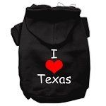 I Love Texas Screen Print Pet Hoodies (Color/Size: Black Size XS)