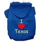 I Love Texas Screen Print Pet Hoodies (Color/Size: Blue Size XS)