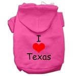 I Love Texas Screen Print Pet Hoodies (Color/Size: Bright Pink Size XS)