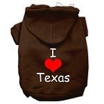 I Love Texas Screen Print Pet Hoodies (Color/Size: Brown Size XS)