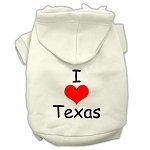 I Love Texas Screen Print Pet Hoodies (Color/Size: Cream Size XS)