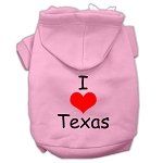 I Love Texas Screen Print Pet Hoodies (Color/Size: Light Pink Size XS)