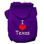 I Love Texas Screen Print Pet Hoodies (Color/Size: Purple Size XS)