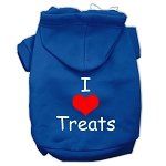 I Love Treats Screen Print Pet Hoodies (Color/Size: Blue Size XS)