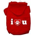 I Love U Screen Print Pet Hoodies (Color/Size: Red Size XS)