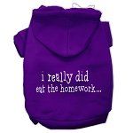 I really did eat the Homework Screen Print Pet Hoodies (Color/Size: Purple Size XS)