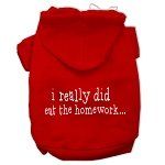 I really did eat the Homework Screen Print Pet Hoodies (Color/Size: Red Size XS)