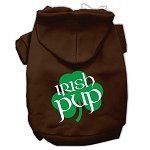 Irish Pup Screen Print Pet Hoodies (Color/Size: Brown Size XS)