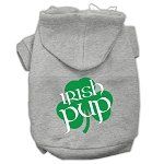 Irish Pup Screen Print Pet Hoodies (Color/Size: Grey Size XS)