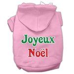 Joyeux Noel Screen Print Pet Hoodies (Color/Size: Light Pink XS)