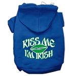 Kiss Me I'm Irish Screen Print Pet Hoodies (Color/Size: Blue Size XS)