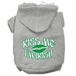 Kiss Me I'm Irish Screen Print Pet Hoodies (Color/Size: Grey Size XS)