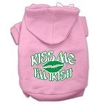 Kiss Me I'm Irish Screen Print Pet Hoodies (Color/Size: Light Pink Size XS)