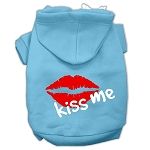 Kiss Me Screen Print Pet Hoodies (Color/Size: Baby Blue Size XS)