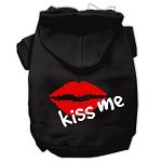 Kiss Me Screen Print Pet Hoodies (Color/Size: Black Size XXL)