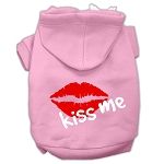 Kiss Me Screen Print Pet Hoodies (Color/Size: Light Pink Size XXXL)