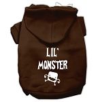 Lil Monster Screen Print Pet Hoodies (Color/Size: Brown Size XS)