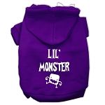 Lil Monster Screen Print Pet Hoodies (Color/Size: Purple Size XS)