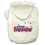 Little Firecracker Screen Print Pet Hoodies (Color/Size: Cream Size XS)