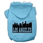 Los Angeles Skyline Screen Print Pet Hoodies (Color/Size: Baby Blue Size XS)