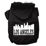 Los Angeles Skyline Screen Print Pet Hoodies (Color/Size: Black Size XS)