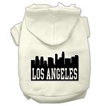 Los Angeles Skyline Screen Print Pet Hoodies (Color/Size: Cream Size XS)