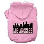 Los Angeles Skyline Screen Print Pet Hoodies (Color/Size: Light Pink Size Sm)