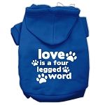 Love is a Four Leg Word Screen Print Pet Hoodies (Color/Size: Blue Size XL)